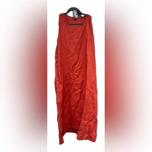 Rust orange linen dress